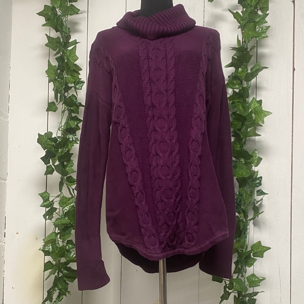 L.L. Bean Deep Purple Cowl Neck Sweater